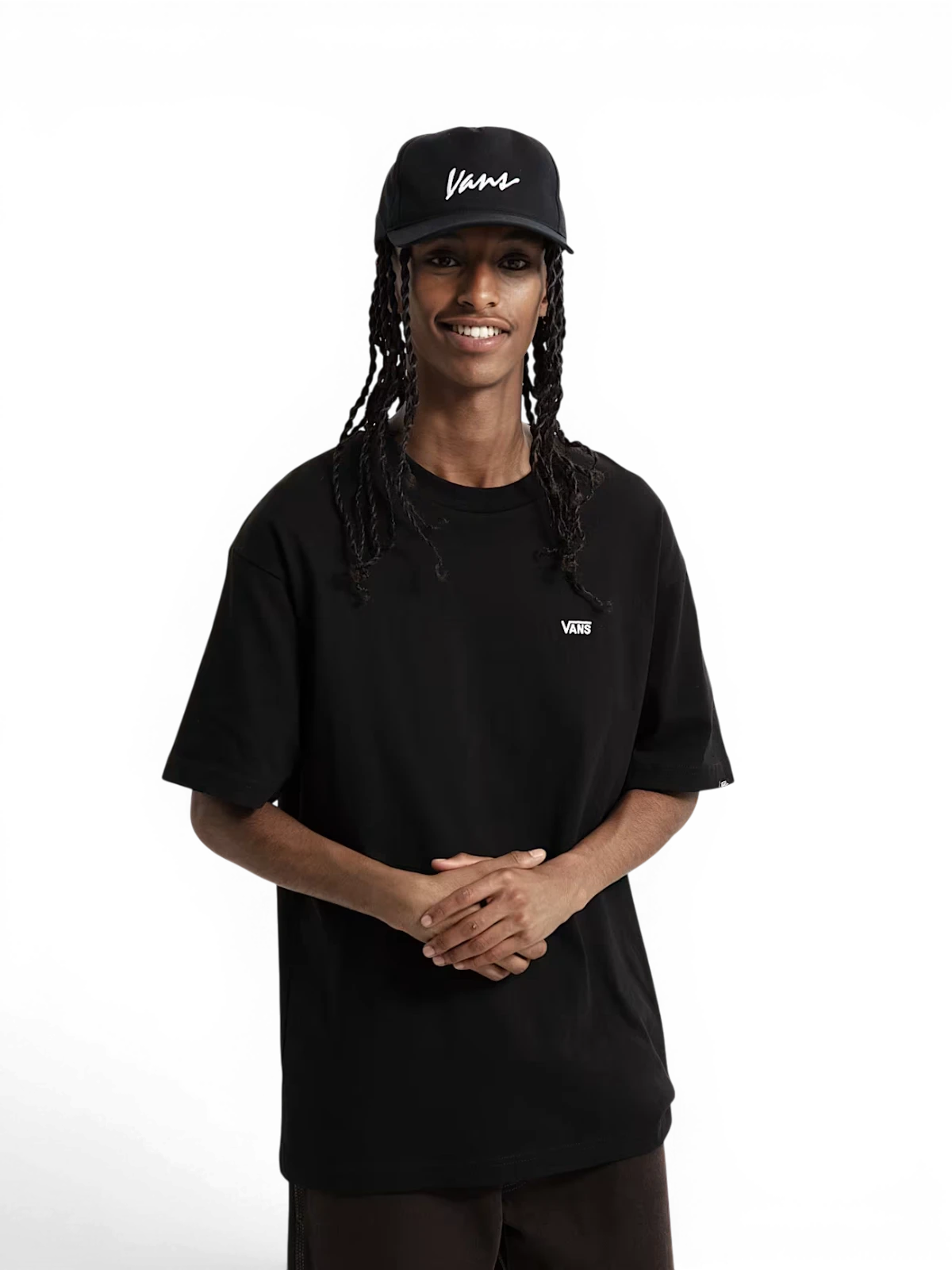 Teeshirts Vans Left Chest Ss Black, vue portée avant