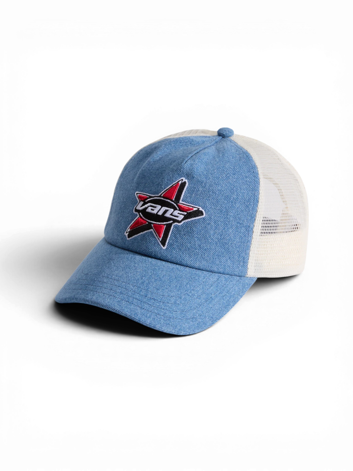 Casquettes Vans Marked Jockey Trucker Stonewash/Blue, vue 3/4 avant
