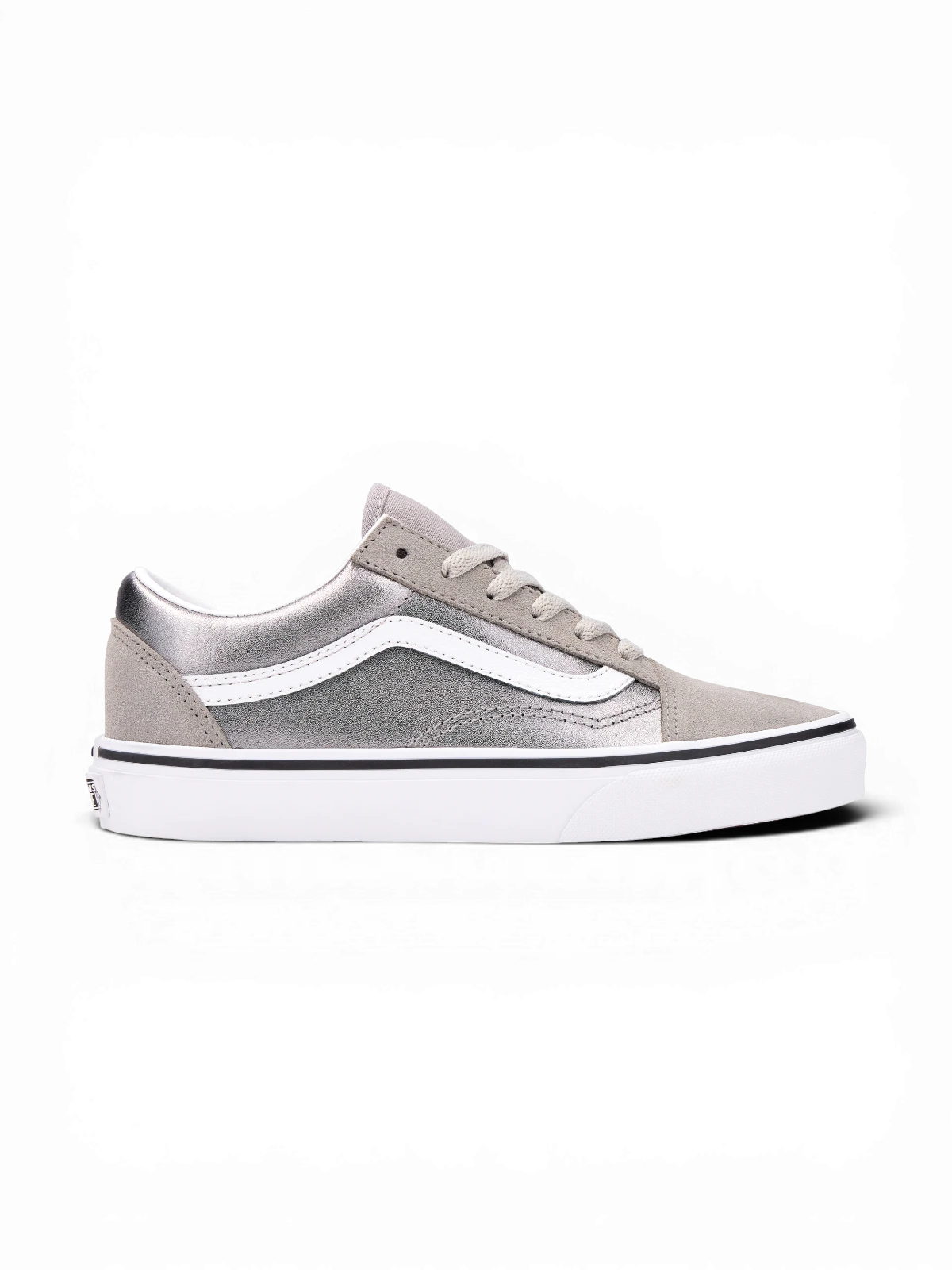 Chaussures de skateboard Vans Old Skool Silver, vue de coté