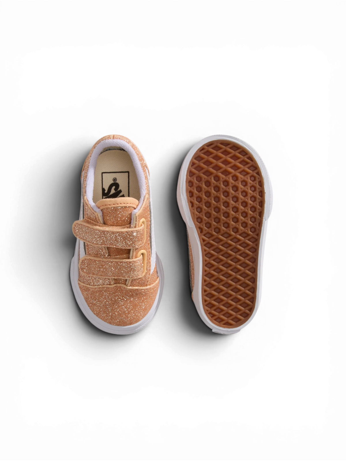 Chaussures de skateboard Vans Old Skool V Apricot Glow, vue de dessus/dessous