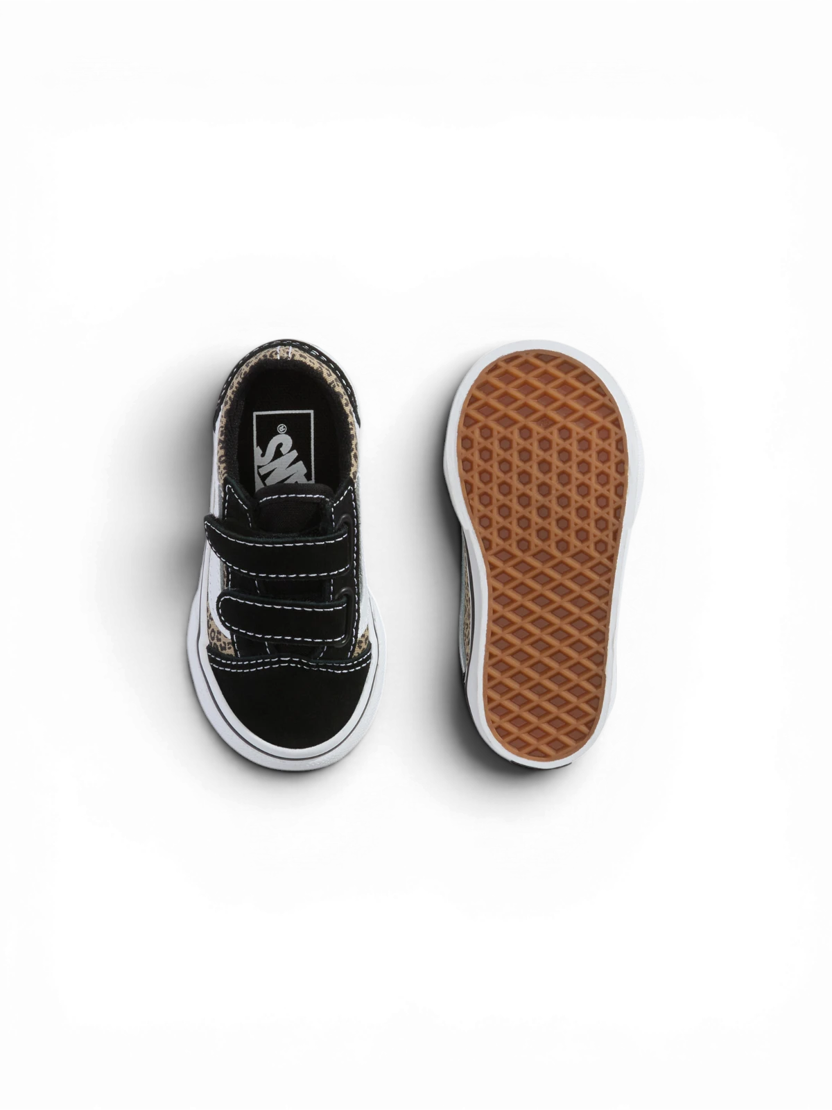 Chaussures de skateboard Vans Old Skool V Black/Leopard, vue de dessus/dessous