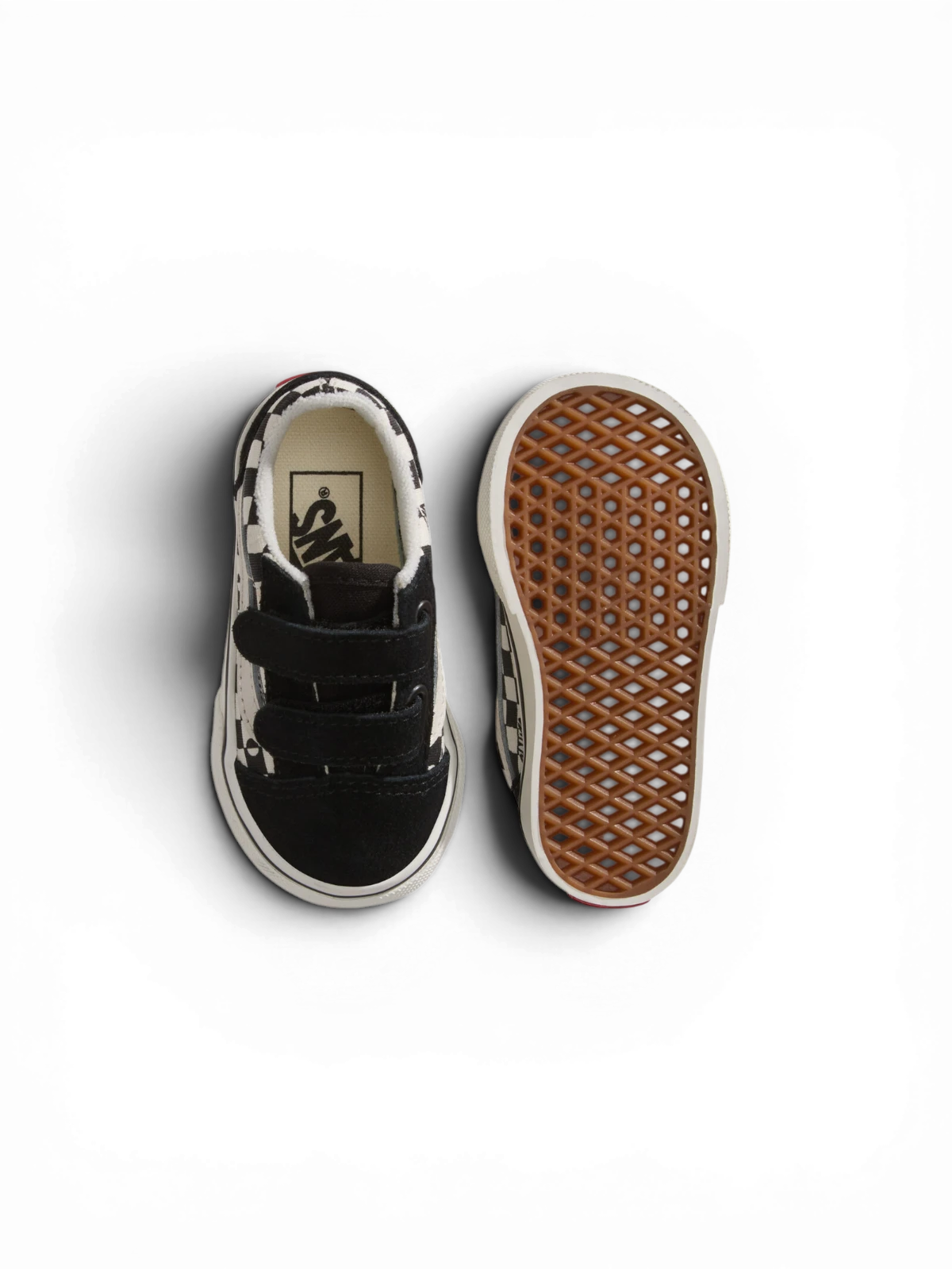 Chaussures de skateboard Vans Old Skool V Black/White, vue de dessus/dessous