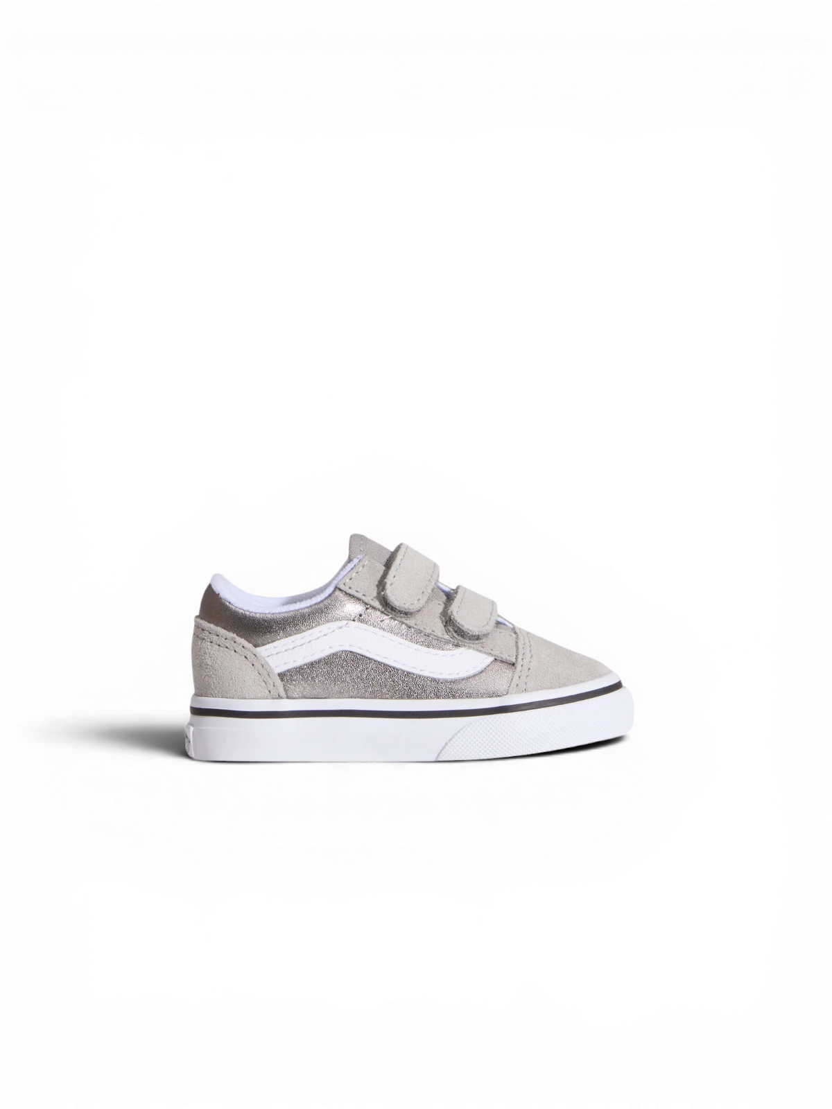 Chaussures de skateboard Vans Old Skool V Silver, vue de coté