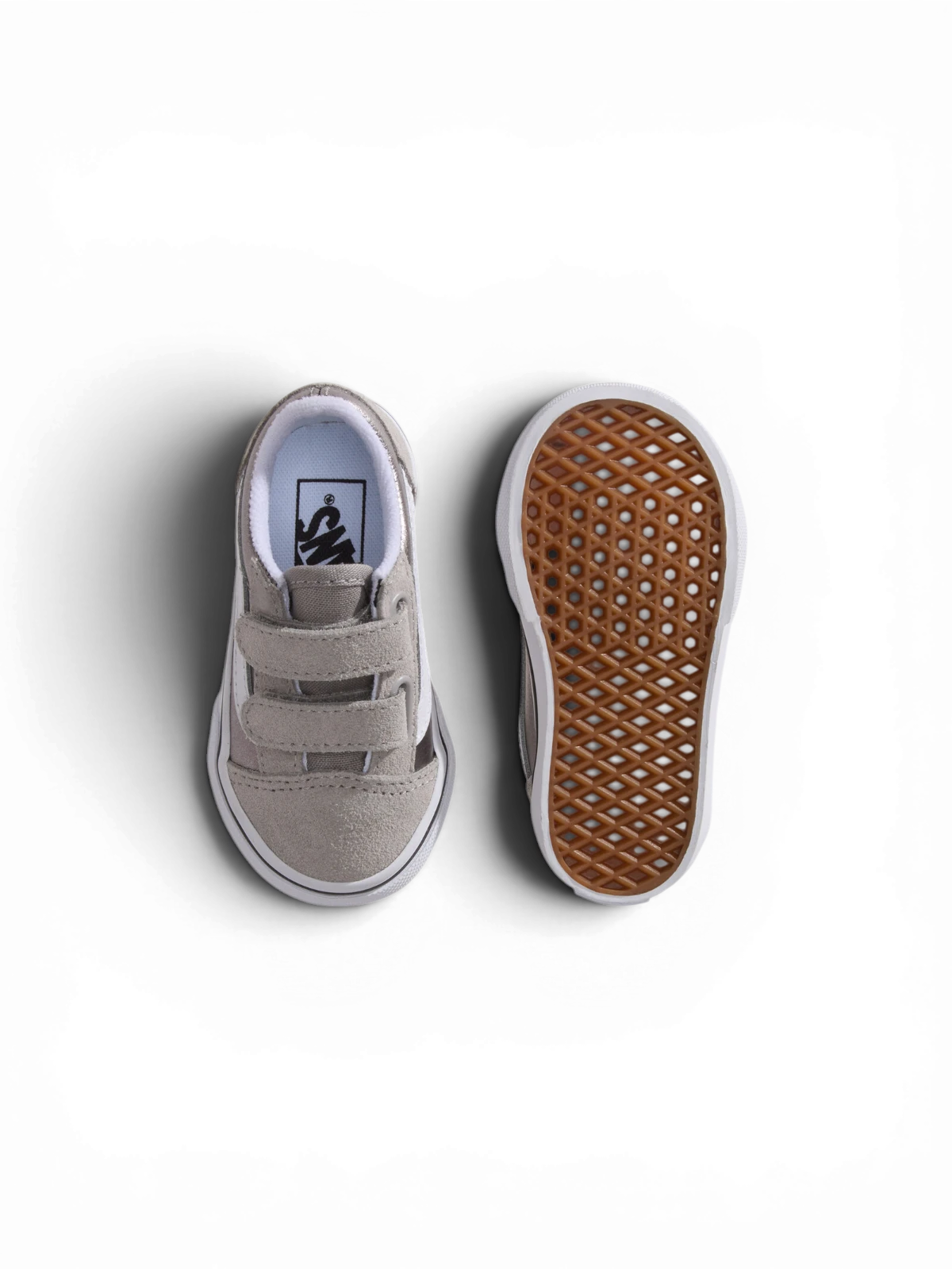 Chaussures de skateboard Vans Old Skool V Silver, vue de dessus/dessous