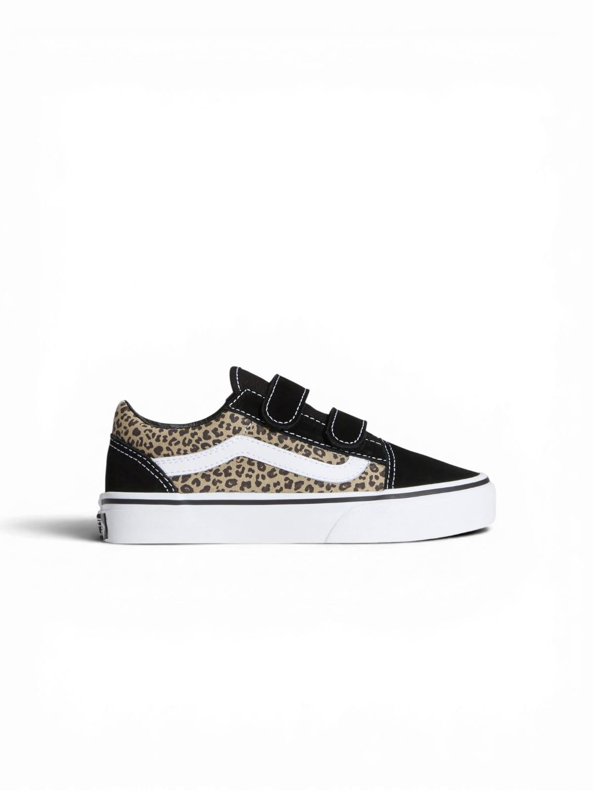 Chaussures de skateboard Vans Old Skool V Black/Leopard, vue de coté