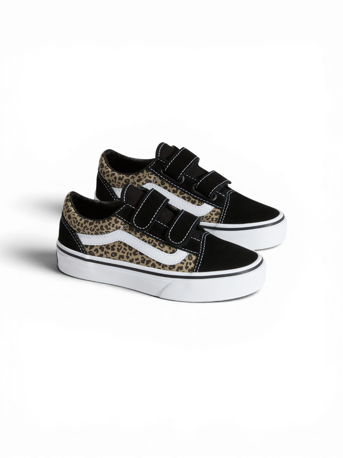 Chaussures de skateboard Vans Old Skool V Black/Leopard, vue de 3/4