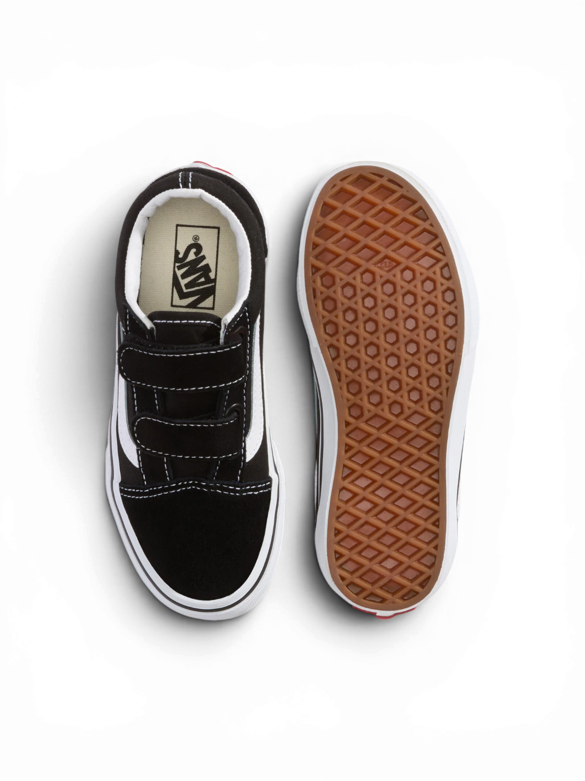 Chaussures de skateboard Vans Old Skool V Black/True White, vue de dessus/dessous
