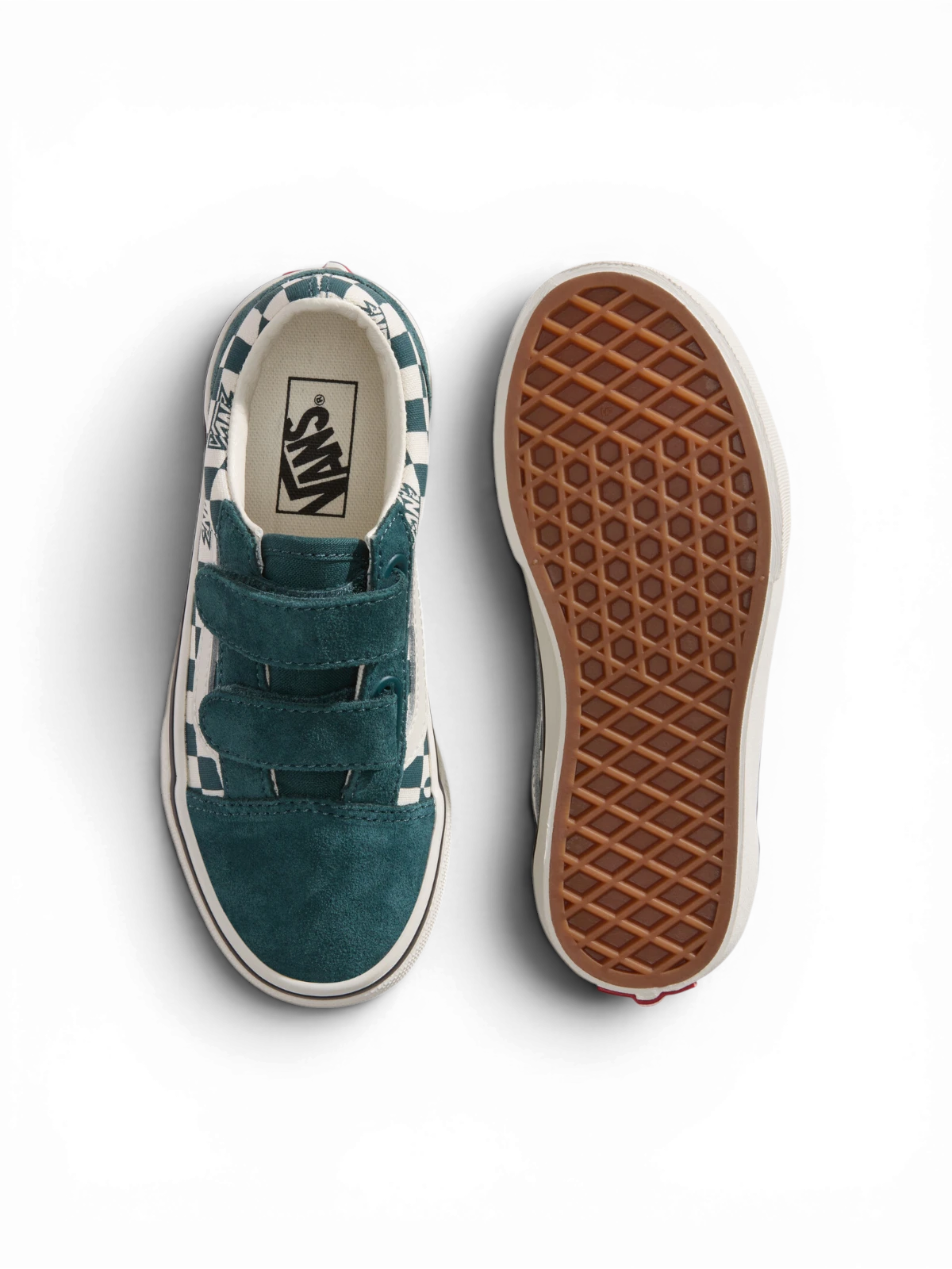 Chaussures de skateboard Vans Old Skool V Mystic Moss, vue de dessus/dessous
