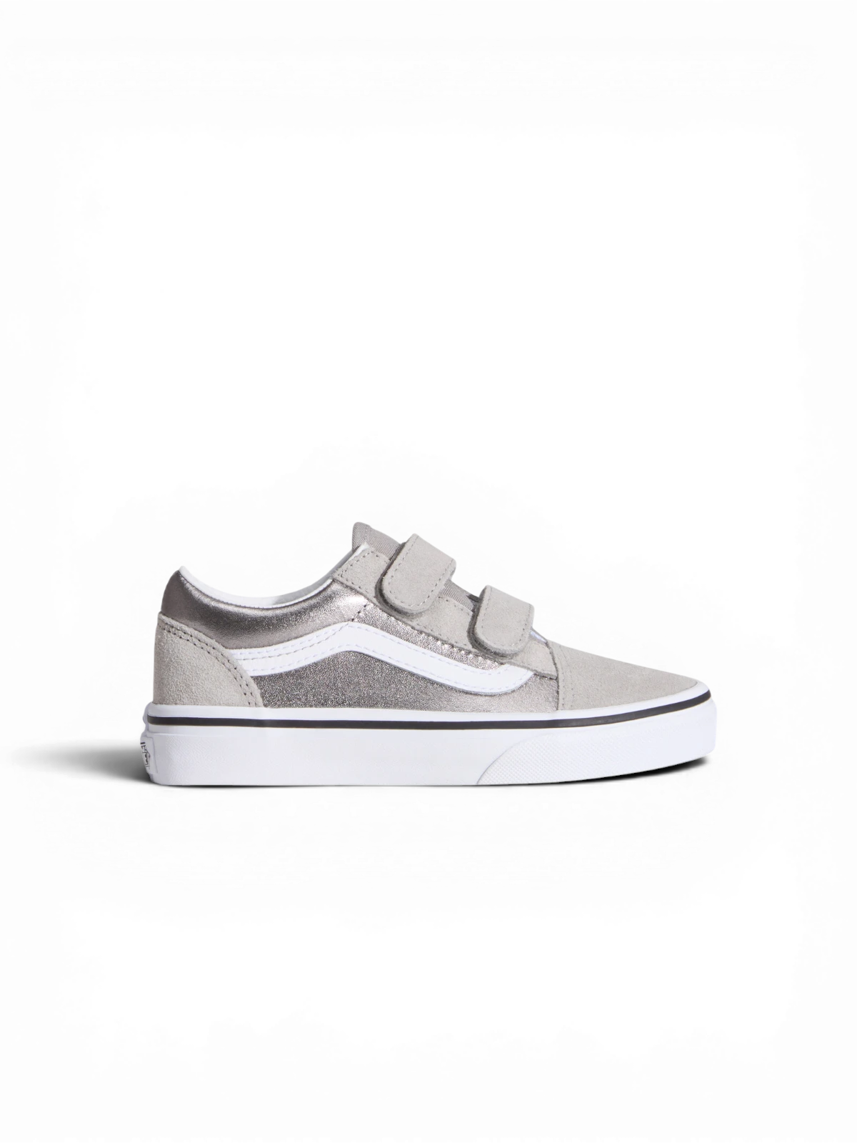 Chaussures de skateboard Vans Old Skool V Silver, vue de coté