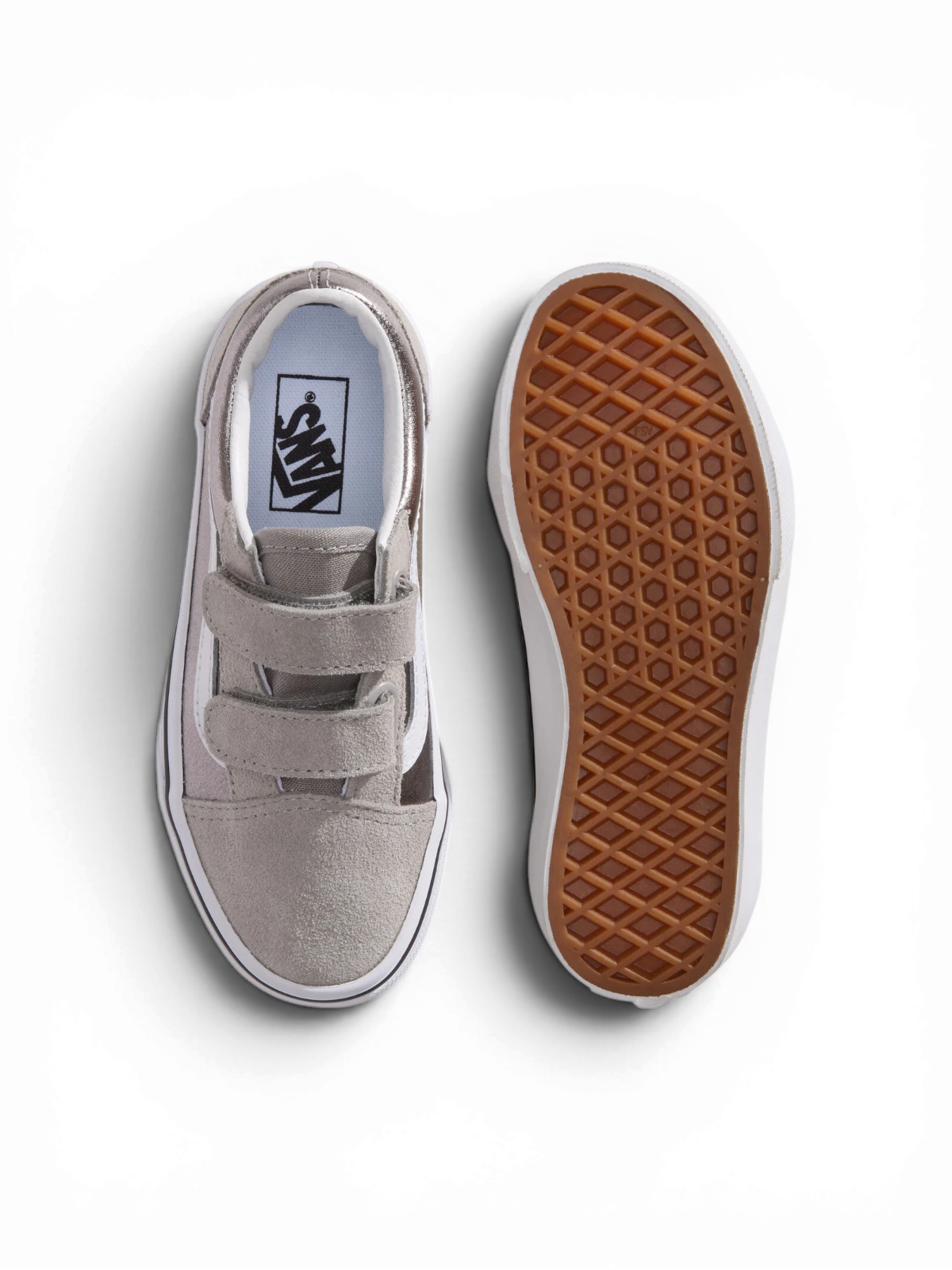 Chaussures de skateboard Vans Old Skool V Silver, vue de dessus/dessous