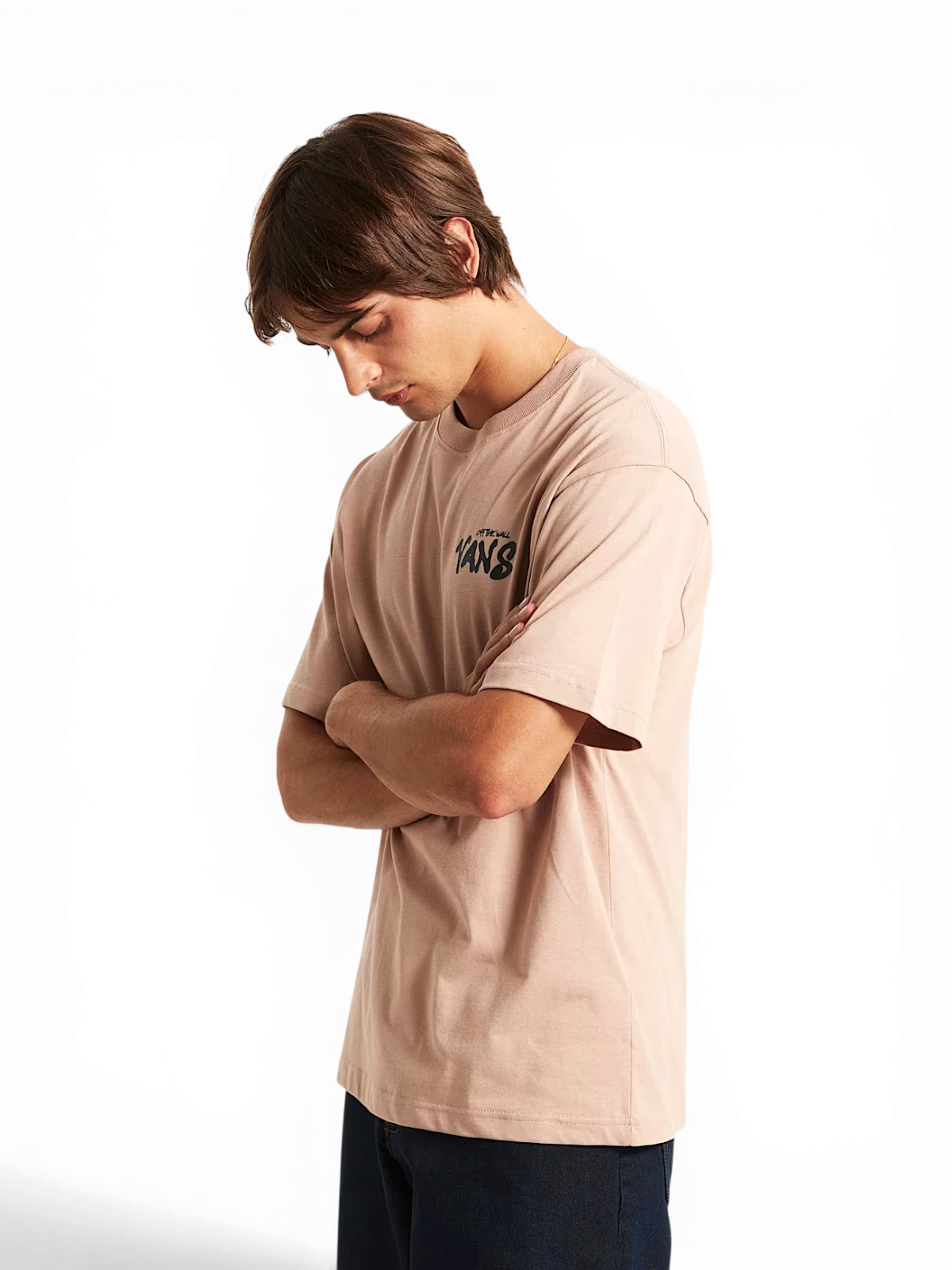 Teeshirts Vans Repear Sam Loose Ss Tee Warm Taupe, vue portée avant