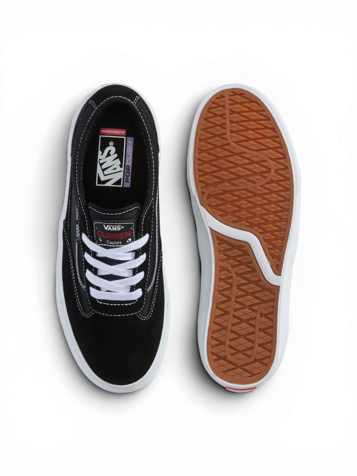 Chaussures de skateboard Vans Skate Curren Caples Black/White, vue de dessus/dessous