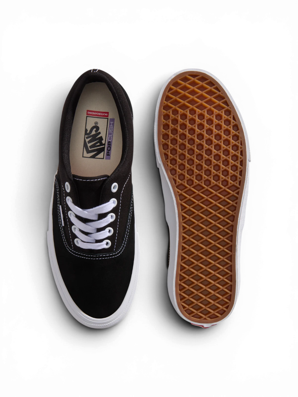 Chaussures de skateboard Vans Skate Era Black/White, vue de dessus/dessous