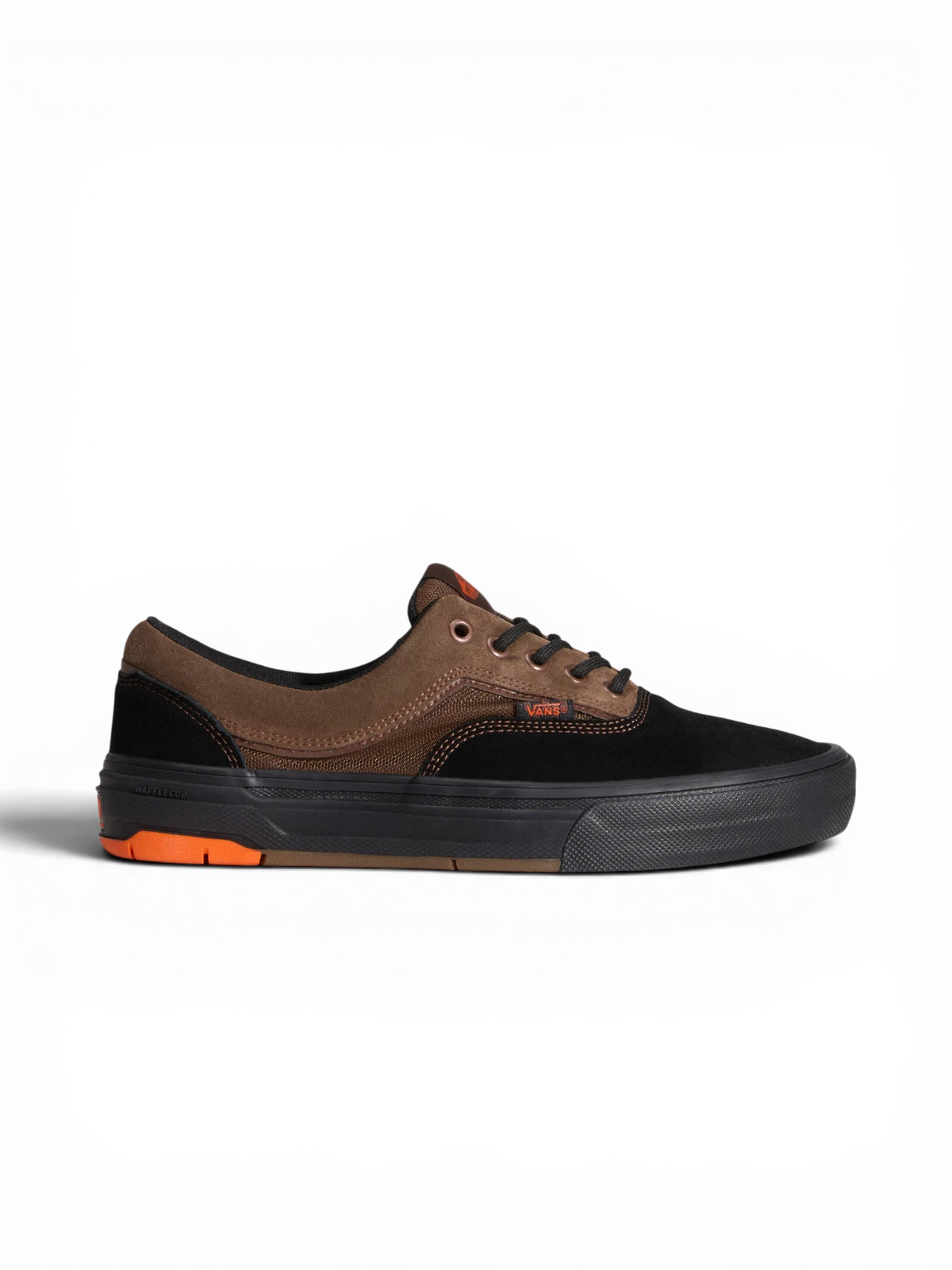 Chaussures de skateboard Vans Skate Era Wafflecup Black/Brown, vue de coté