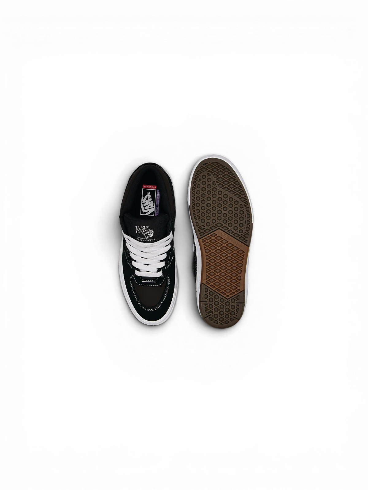 Chaussures de skateboard Vans Skate Half Cab Wafflecup Black/White, vue de dessus/dessous